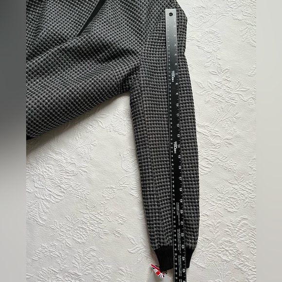 NWT CHARLES GRAY LONDON Black Gray Metallic Front Zip Bomber Jacket L - Picture 10 of 16